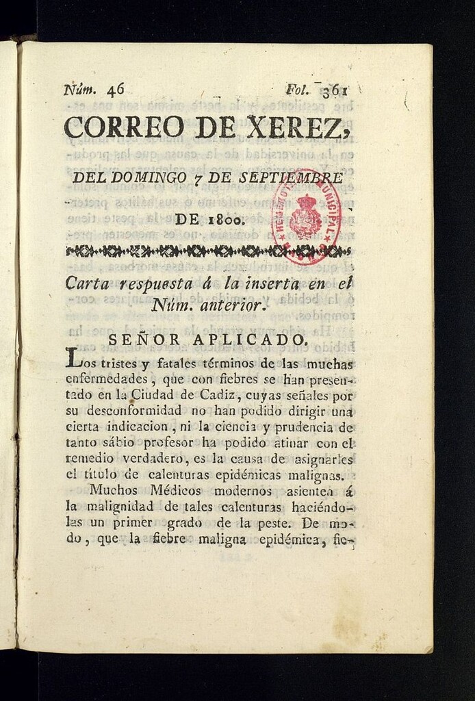 Miniatura de El Correo de Xerez del 7 de septiembre de 1800, nº 46