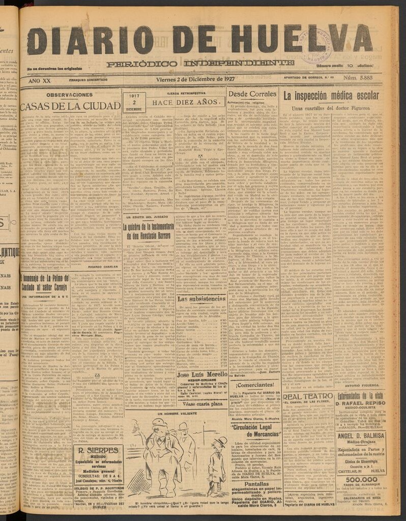 Miniatura de Diario de Huelva : periódico independiente del 2 de diciembre de 1927