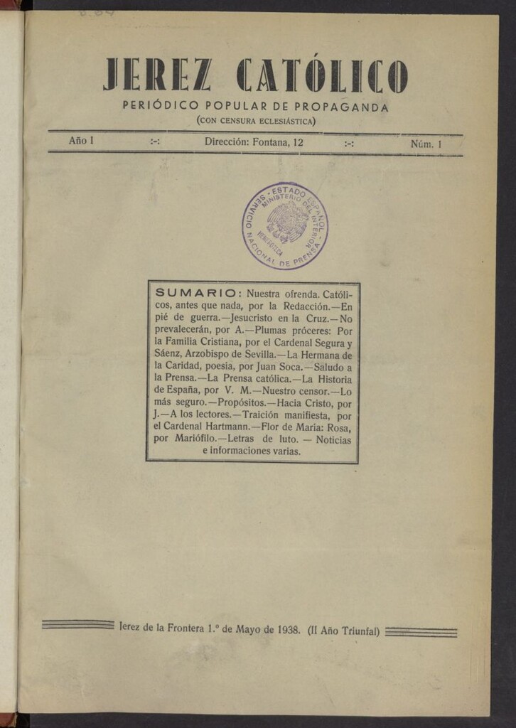 Miniatura de Jerez católico : periódico popular de propaganda