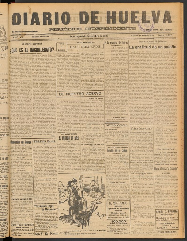 Miniatura de Diario de Huelva : periódico independiente del 4 de diciembre de 1927