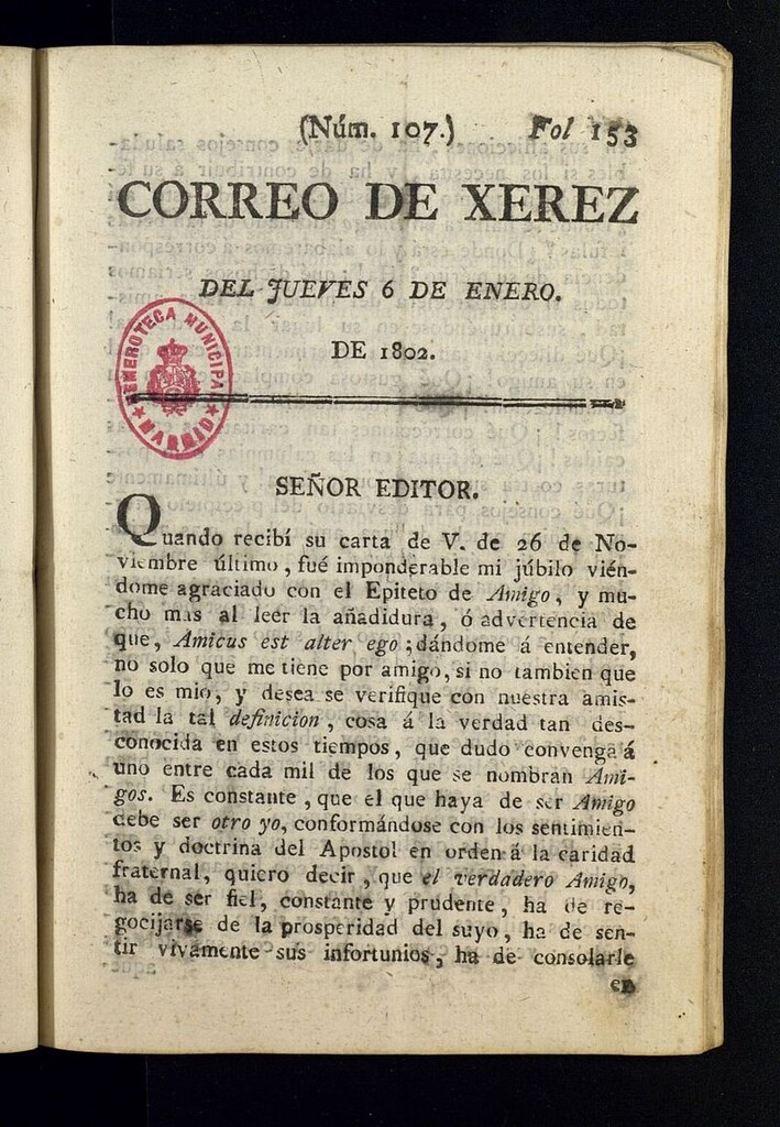 Miniatura de El Correo de Xerez del 6 de enero de 1802, nº 107