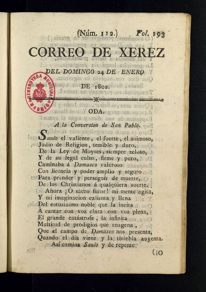 Miniatura de El Correo de Xerez del 24 de enero de 1802, nº 112