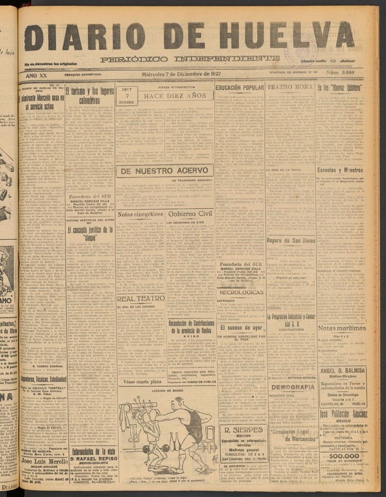 Miniatura de Diario de Huelva : periódico independiente del 7 de diciembre de 1927