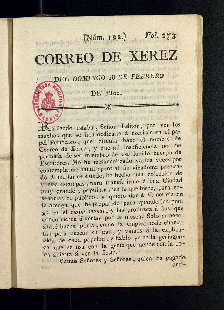 Miniatura de El Correo de Xerez del 28 de febrero de 1802, nº 122