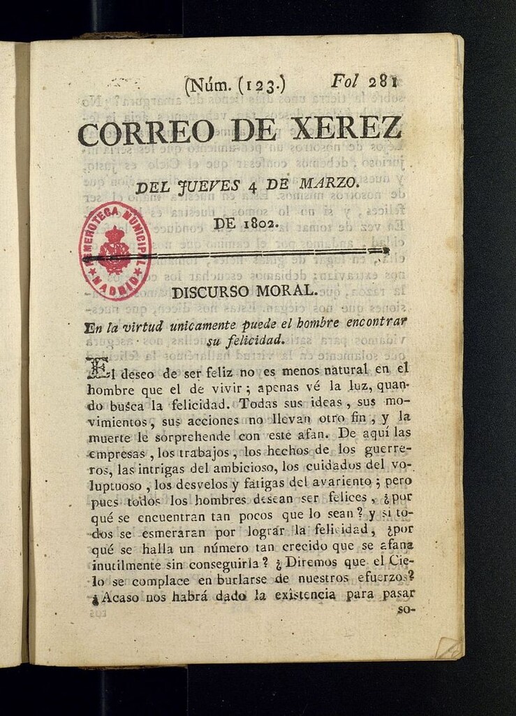 Miniatura de El Correo de Xerez del 4 de marzo de 1802, nº 123