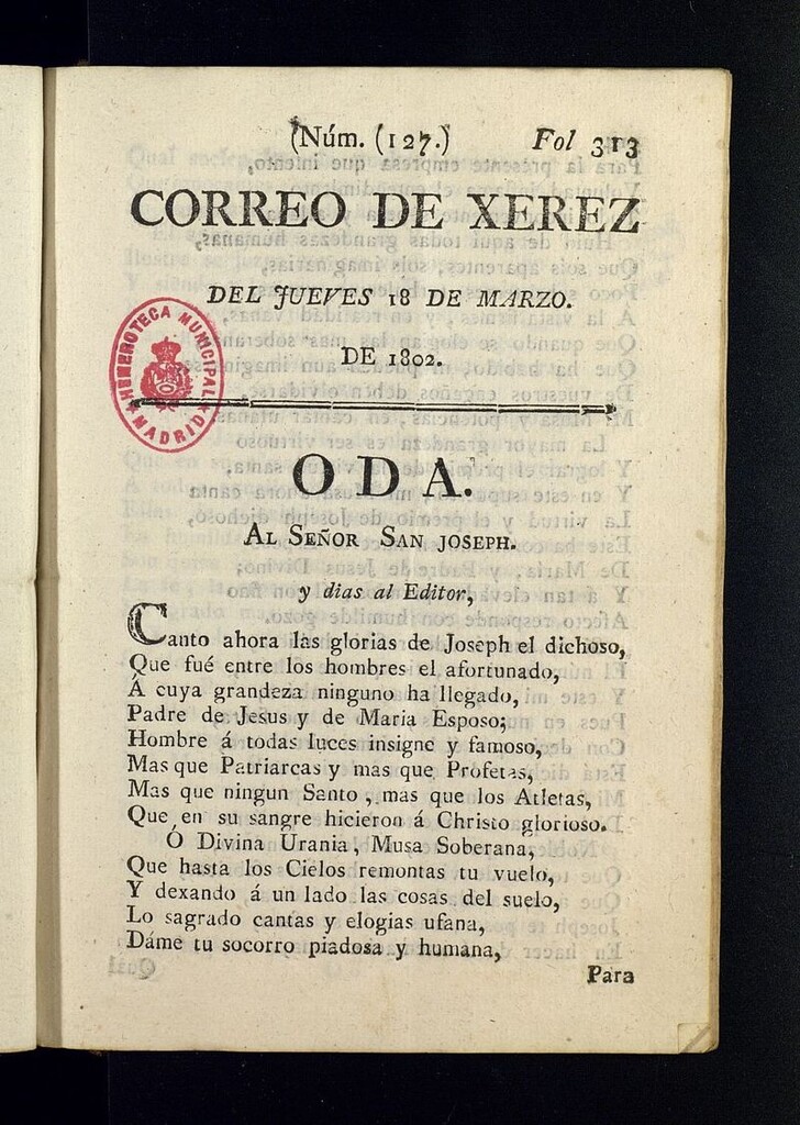 Miniatura de El Correo de Xerez del 18 de marzo de 1802, nº 127