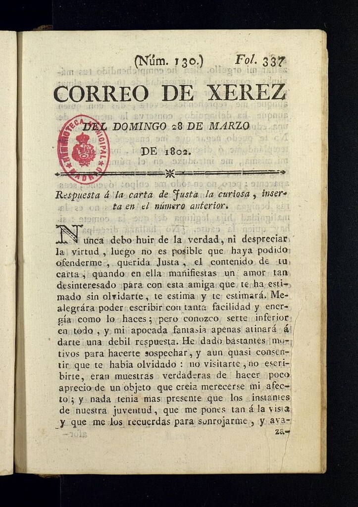 Miniatura de El Correo de Xerez del 28 de marzo de 1802, nº 130