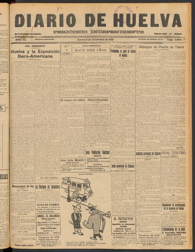 Miniatura de Diario de Huelva : periódico independiente del 8 de diciembre de 1927