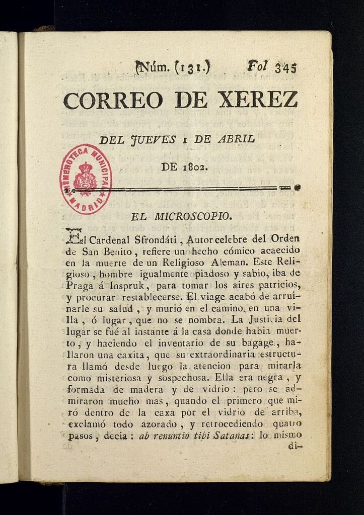 Miniatura de El Correo de Xerez del 1 de abril de 1802, nº 131