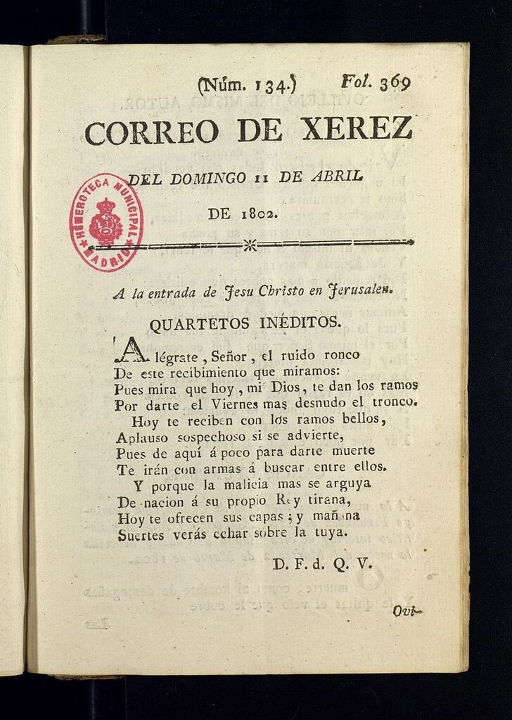 Miniatura de El Correo de Xerez del 11 de abril de 1802, nº 134