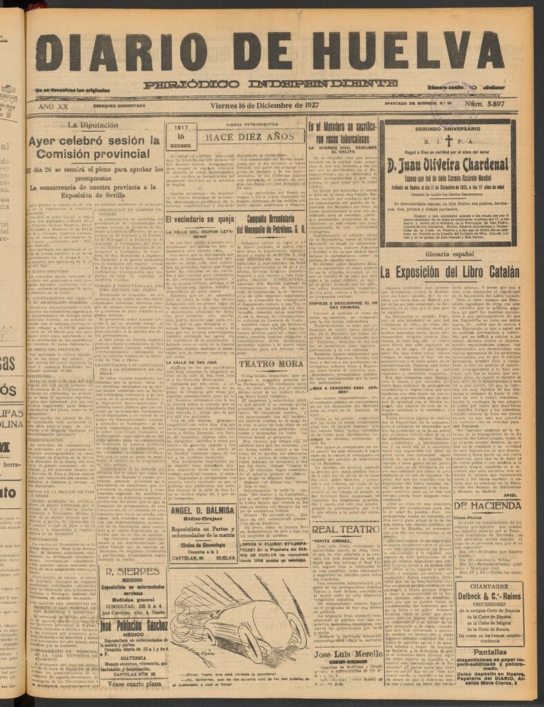 Miniatura de Diario de Huelva : periódico independiente del 16 de diciembre de 1927