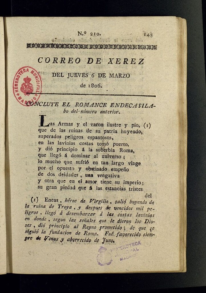 Miniatura de El Correo de Xerez del 6 de marzo de 1806, nº 210