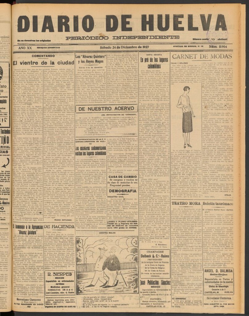 Miniatura de Diario de Huelva : periódico independiente del 24 de diciembre de 1927