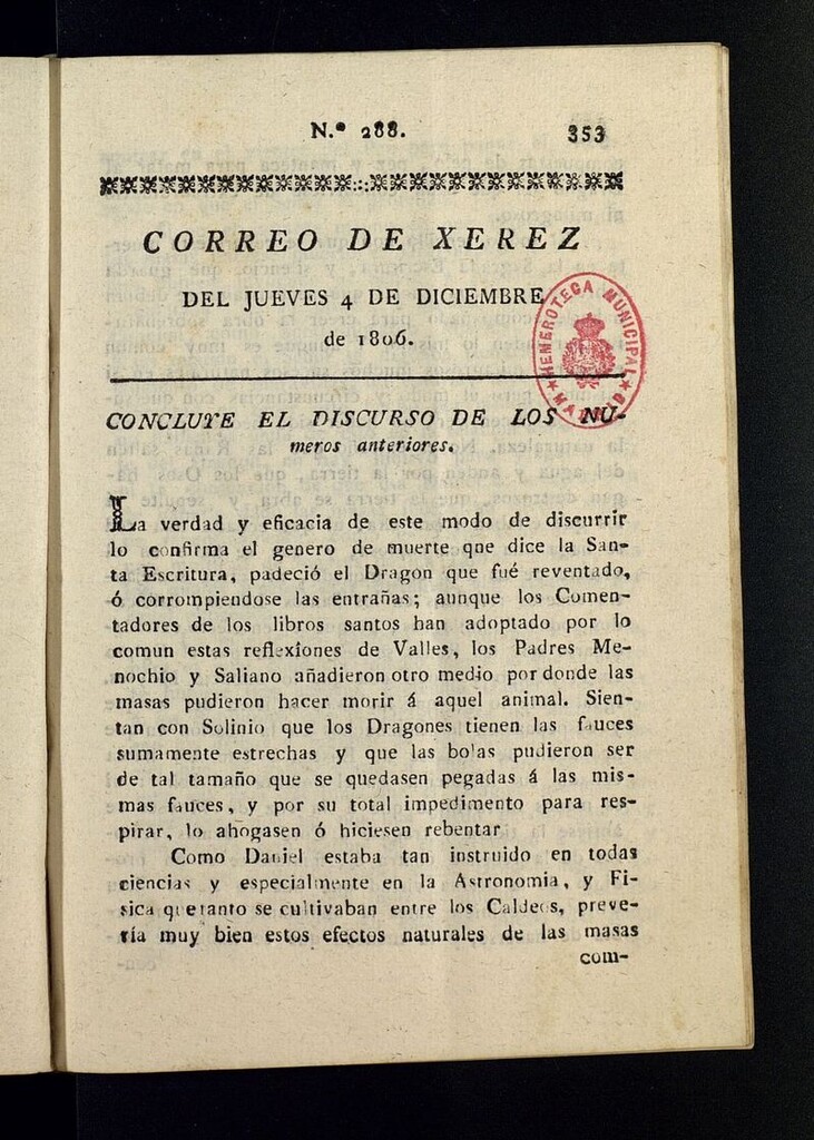 Miniatura de El Correo de Xerez del 4 de diciembre de 1806, nº 288