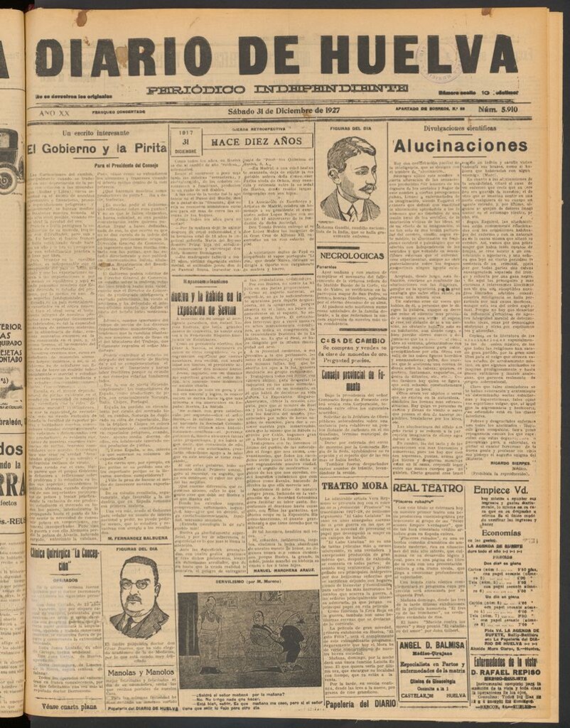 Miniatura de Diario de Huelva : periódico independiente del 31 de diciembre de 1927