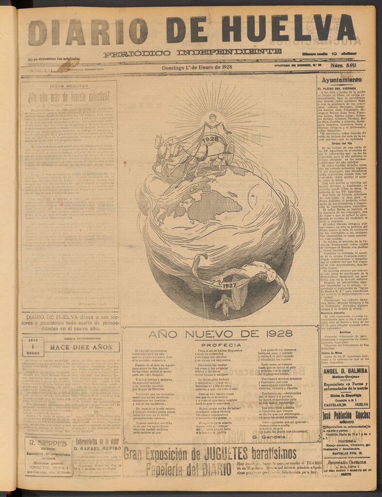 Miniatura de Diario de Huelva : periódico independiente del 1 de enero de 1928
