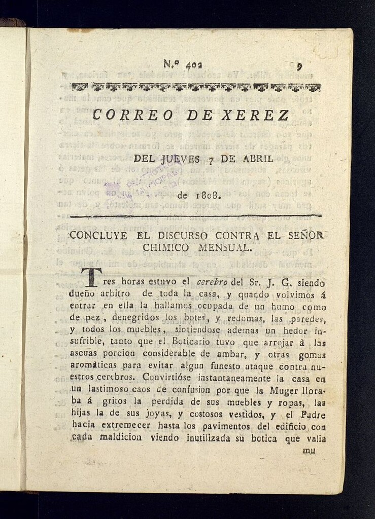 Miniatura de El Correo de Xerez del 7 de abril de 1808, n1 402