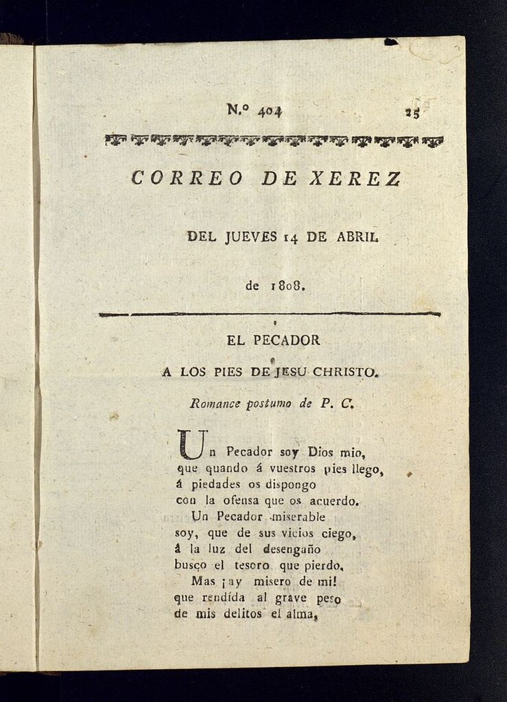 Miniatura de El Correo de Xerez del 14 de abril de 1808, nº 404