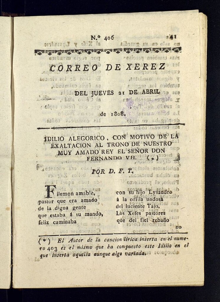Miniatura de El Correo de Xerez del 21 de abril de 1808, nº 406
