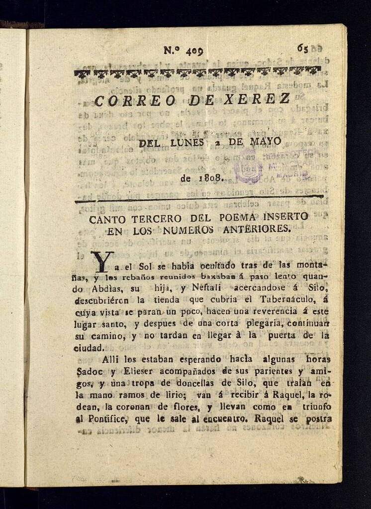 Miniatura de El Correo de Xerez del 2 de mayo de 1808, nº 409
