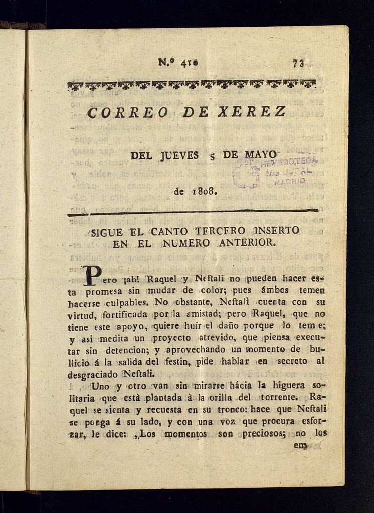 Miniatura de El Correo de Xerez del 5 de mayo de 1808, nº 410