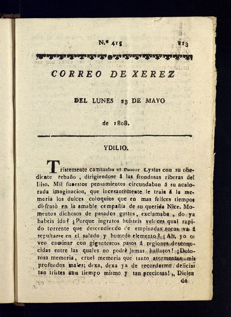 Miniatura de El Correo de Xerez del 23 de mayo de 1808, nº 415