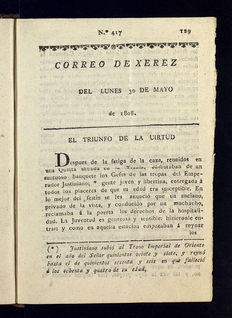 Miniatura de El Correo de Xerez del 30 de mayo de 1808, nº 417