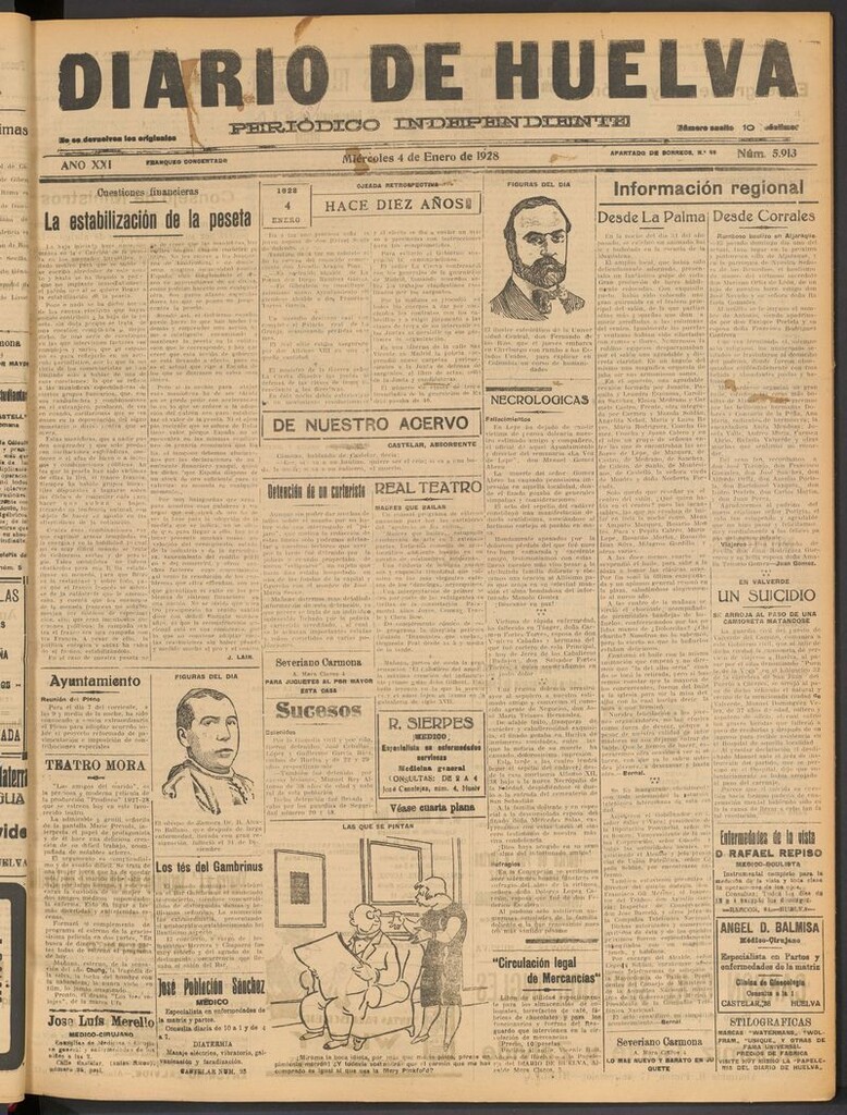 Miniatura de Diario de Huelva : periódico independiente del 4 de enero de 1928