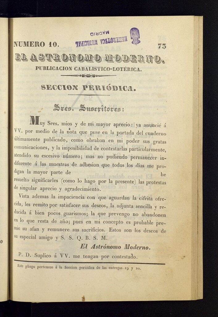 Miniatura de El Astrónomo Moderno de mayo de 1846