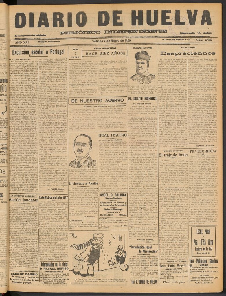 Miniatura de Diario de Huelva : periódico independiente del 7 de enero de 1928