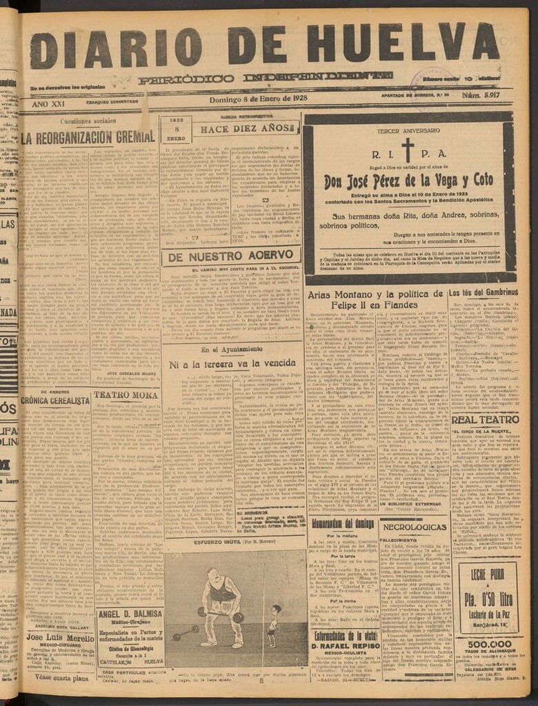 Miniatura de Diario de Huelva : periódico independiente del 8 de enero de 1928