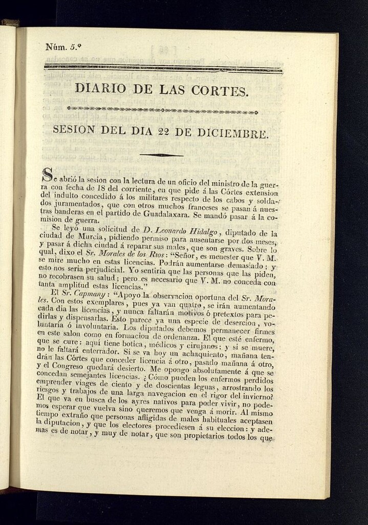 Miniatura de Diario de las discusiones y actas de las Cortes del 22 de diciembre de 1810, nº 5