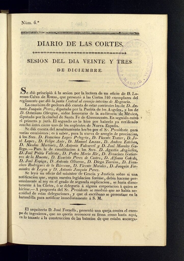 Miniatura de Diario de las discusiones y actas de las Cortes del 23 de diciembre de 1810, nº 6