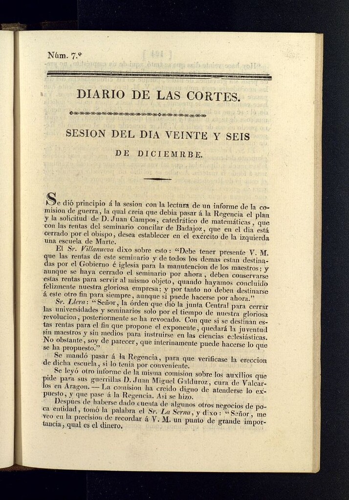 Miniatura de Diario de las discusiones y actas de las Cortes del 26 de diciembre de 1810, nº 7