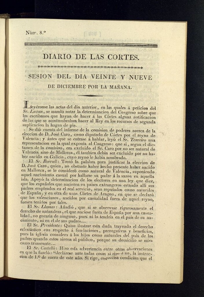 Miniatura de Diario de las discusiones y actas de las Cortes del 29 de diciembre de 1810, nº 8