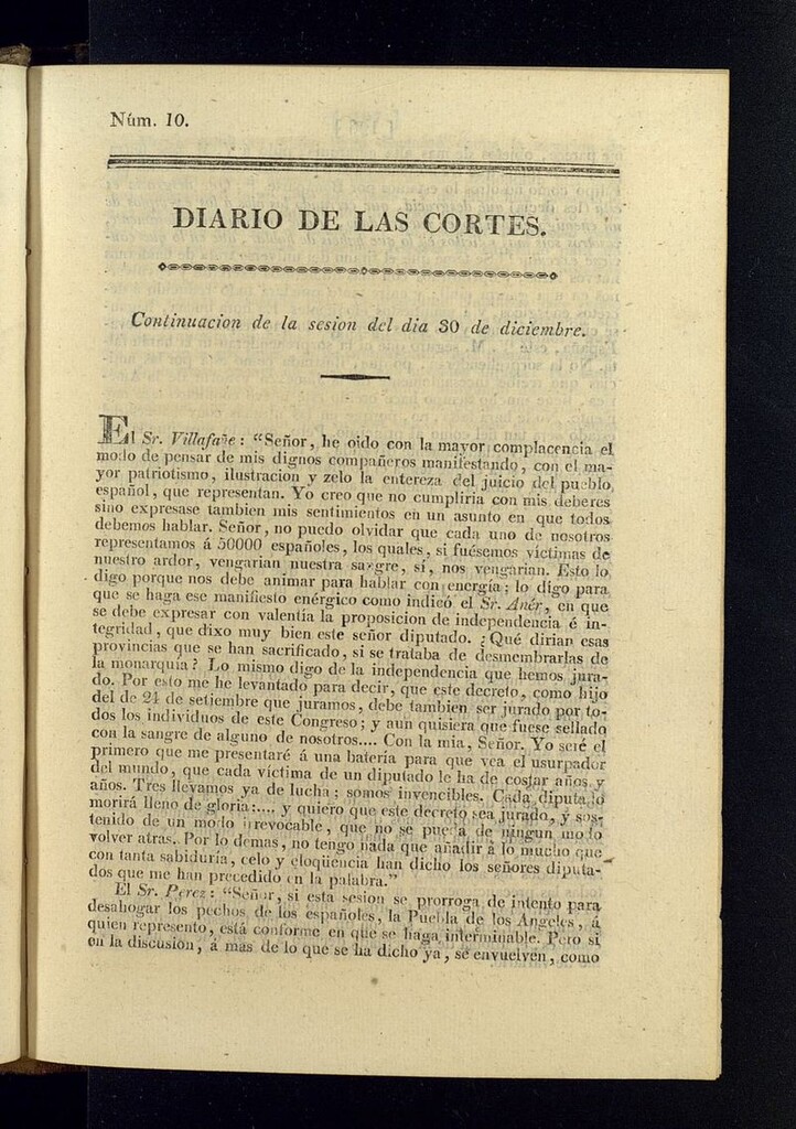 Miniatura de Diario de las discusiones y actas de las Cortes del 30 de diciembre de 1810, nº 10