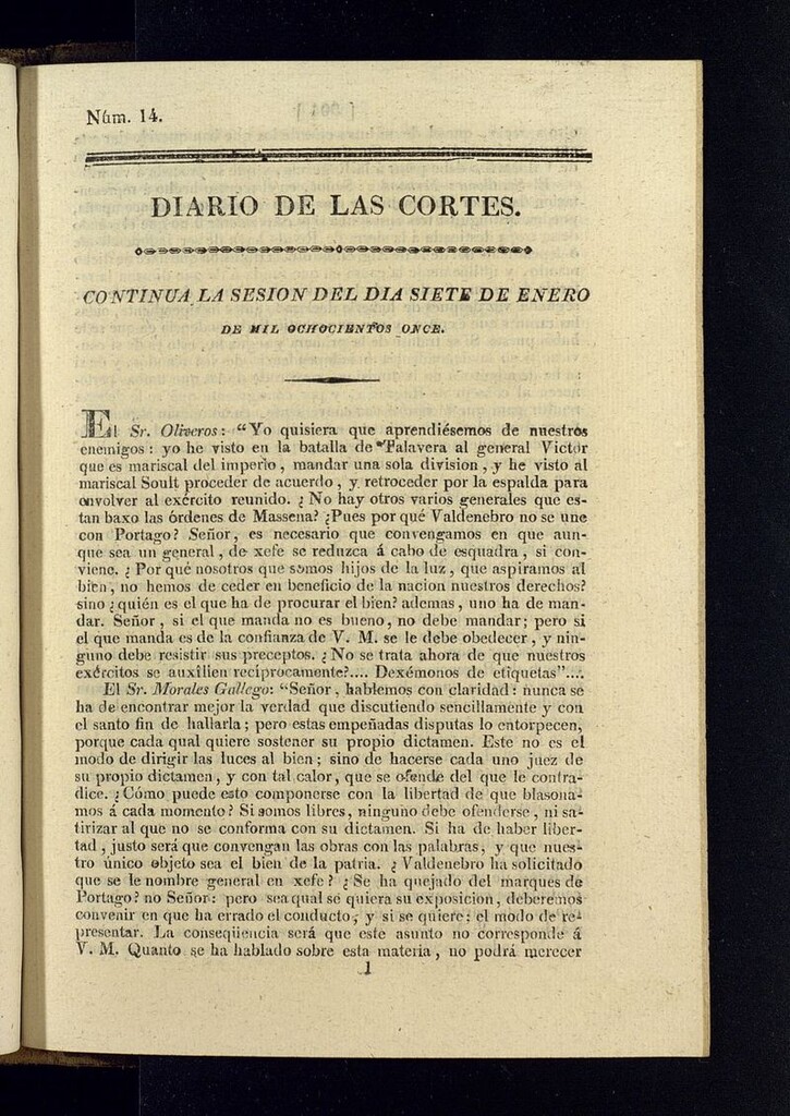 Miniatura de Diario de las discusiones y actas de las Cortes del 7 de enero de 1811, nº 14