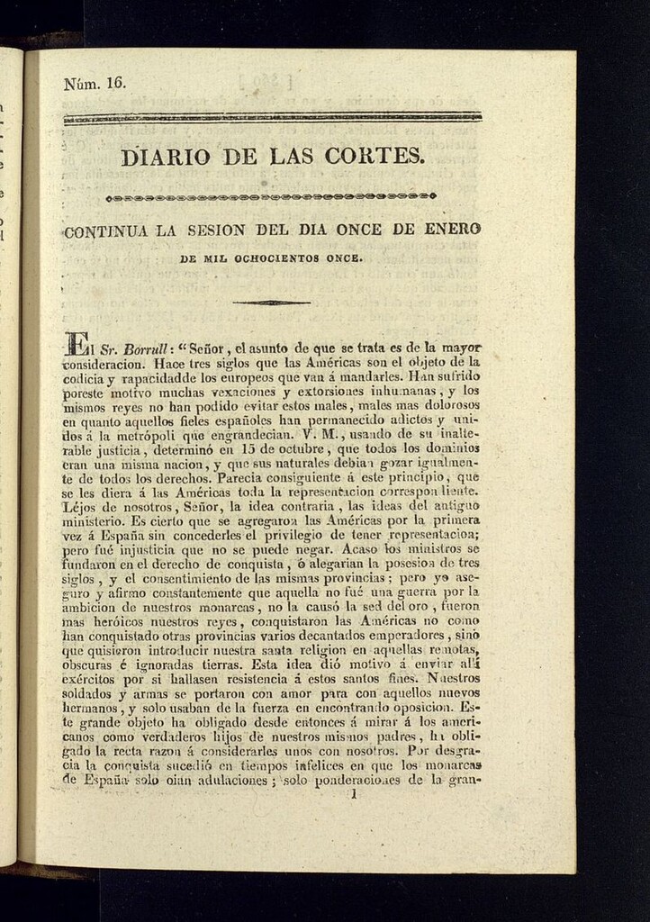 Miniatura de Diario de las discusiones y actas de las Cortes del 11 de enero de 1811, nº 16