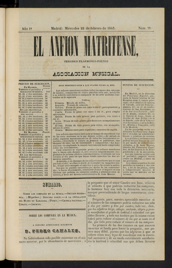 Miniatura de El Anfión Matritense del 22 de febrero de 1843