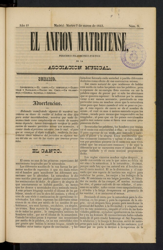Miniatura de El Anfión Matritense del 7 de marzo de 1843