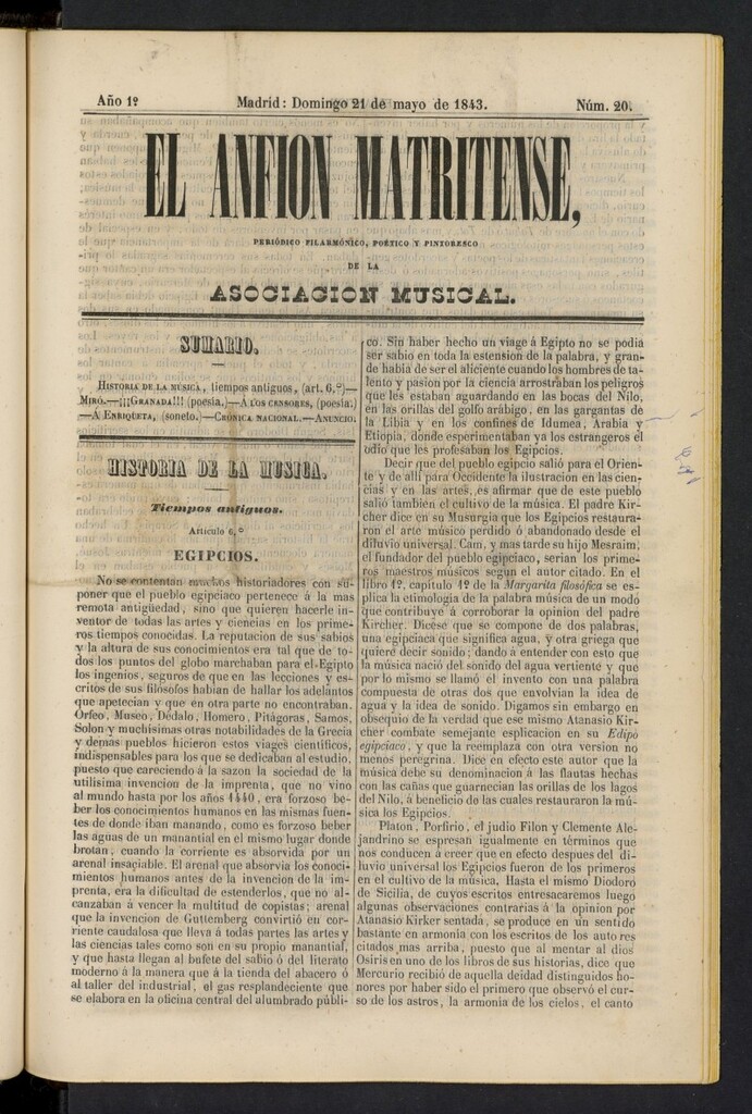 Miniatura de El Anfión Matritense del 21 de mayo de 1843