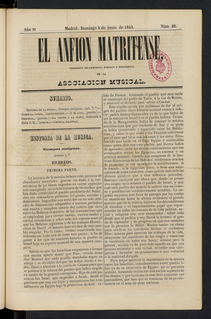 Miniatura de El Anfión Matritense del 4 de junio de 1843