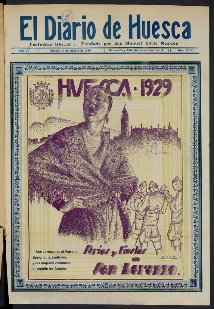 Miniatura de El Diario de Huesca: periódico liberal del 10 de agosto de 1929