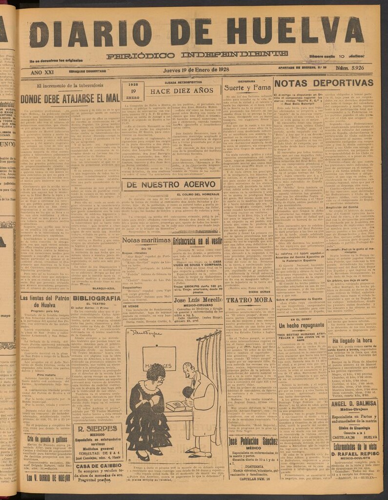 Miniatura de Diario de Huelva : periódico independiente del 19 de enero de 1928
