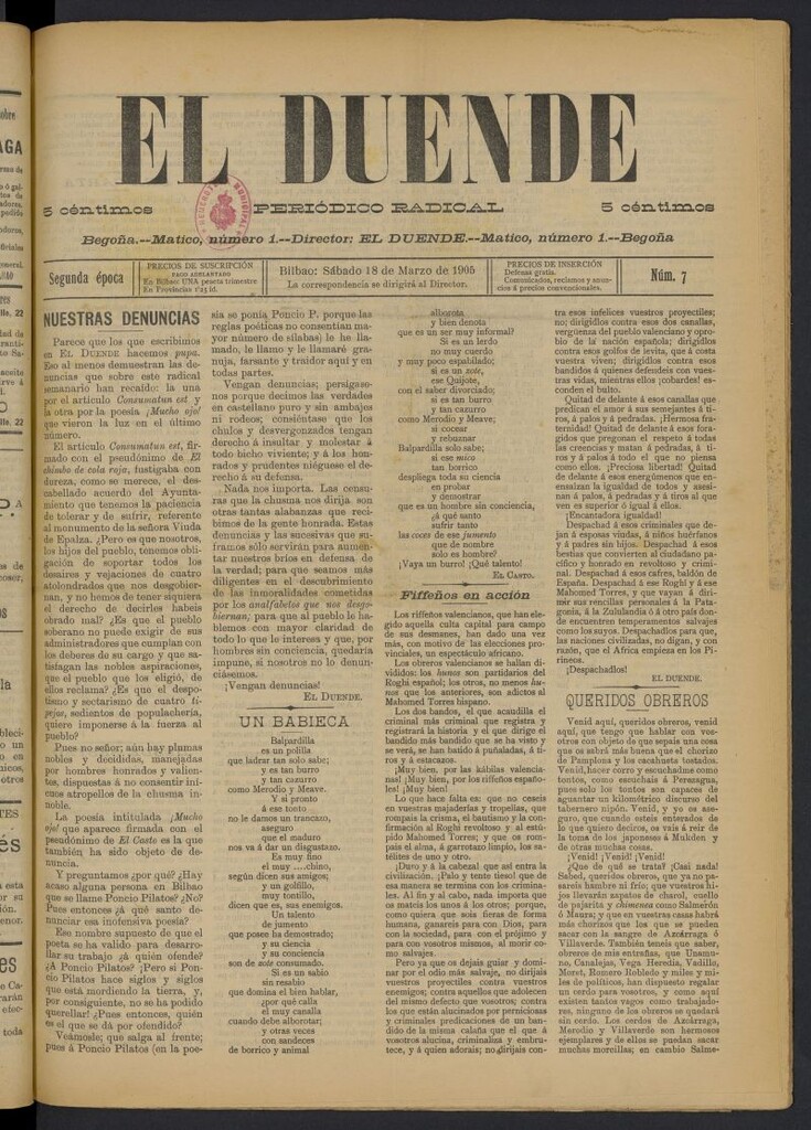 Miniatura de El Duende (Bilbao, 1905) del 18 de marzo de 1905