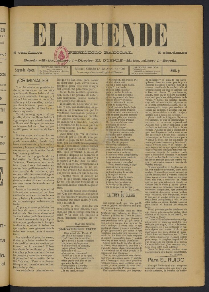 Miniatura de El Duende (Bilbao, 1905) del 1 de abril de 1905
