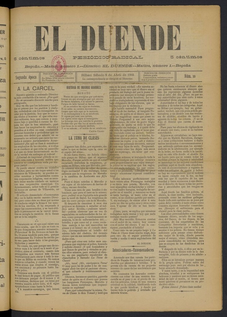 Miniatura de El Duende (Bilbao, 1905) del 8 de abril de 1905
