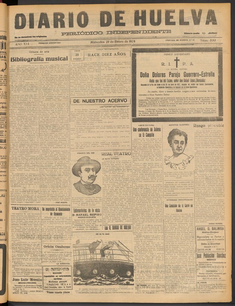 Miniatura de Diario de Huelva : periódico independiente del 25 de enero de 1928