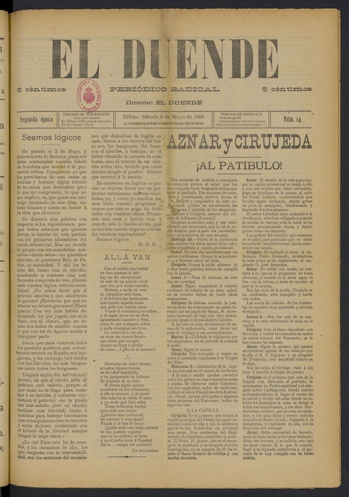 Miniatura de El Duende (Bilbao, 1905) del 6 de mayo de 1905