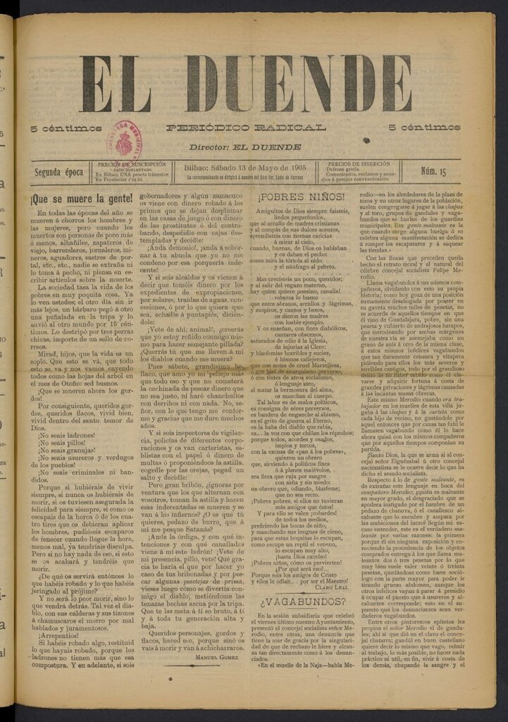Miniatura de El Duende (Bilbao, 1905) del 13 de mayo de 1905